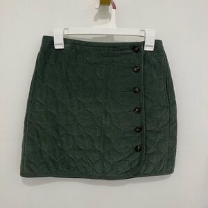 Madewell Quilted Button-Up Dark Green Skirt